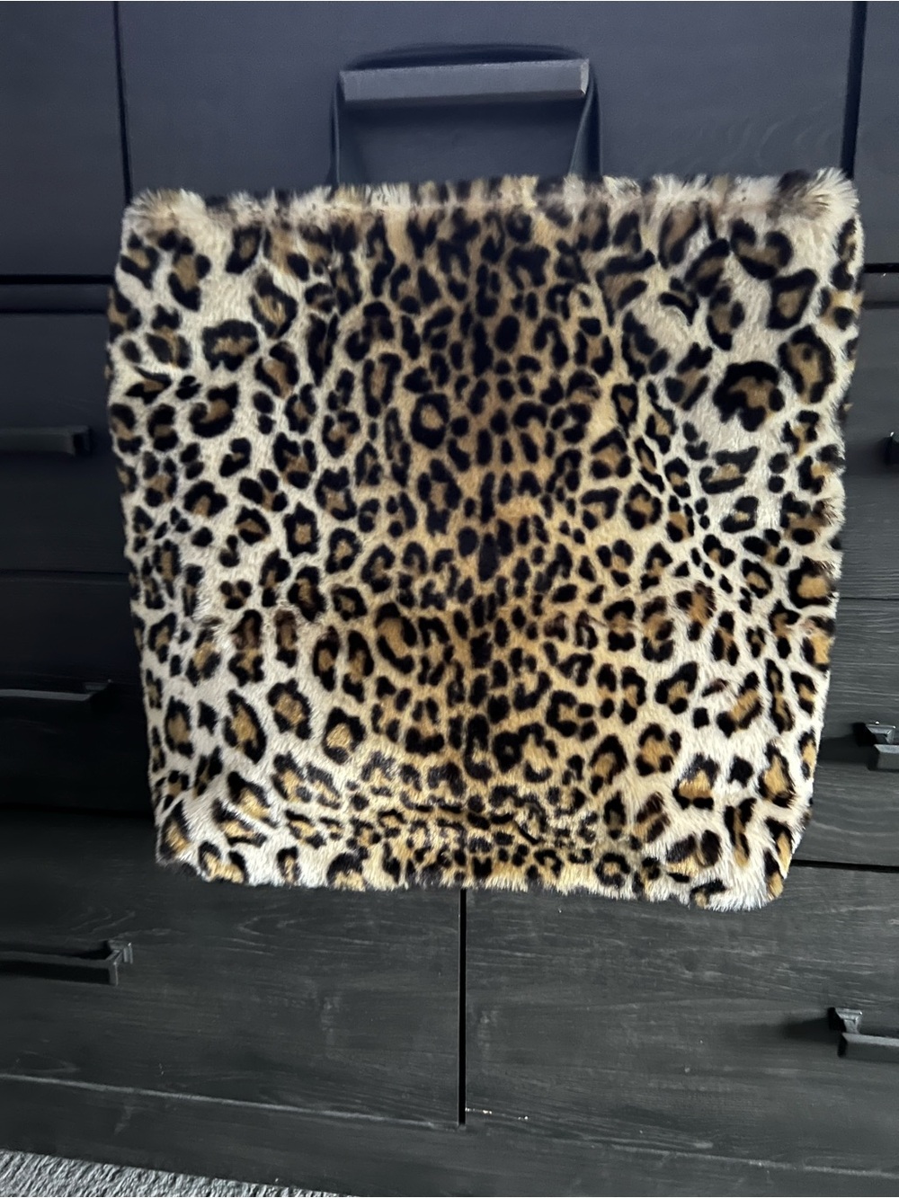 Leopard Print Faux Fur Throw Pillow Cover - Brown new